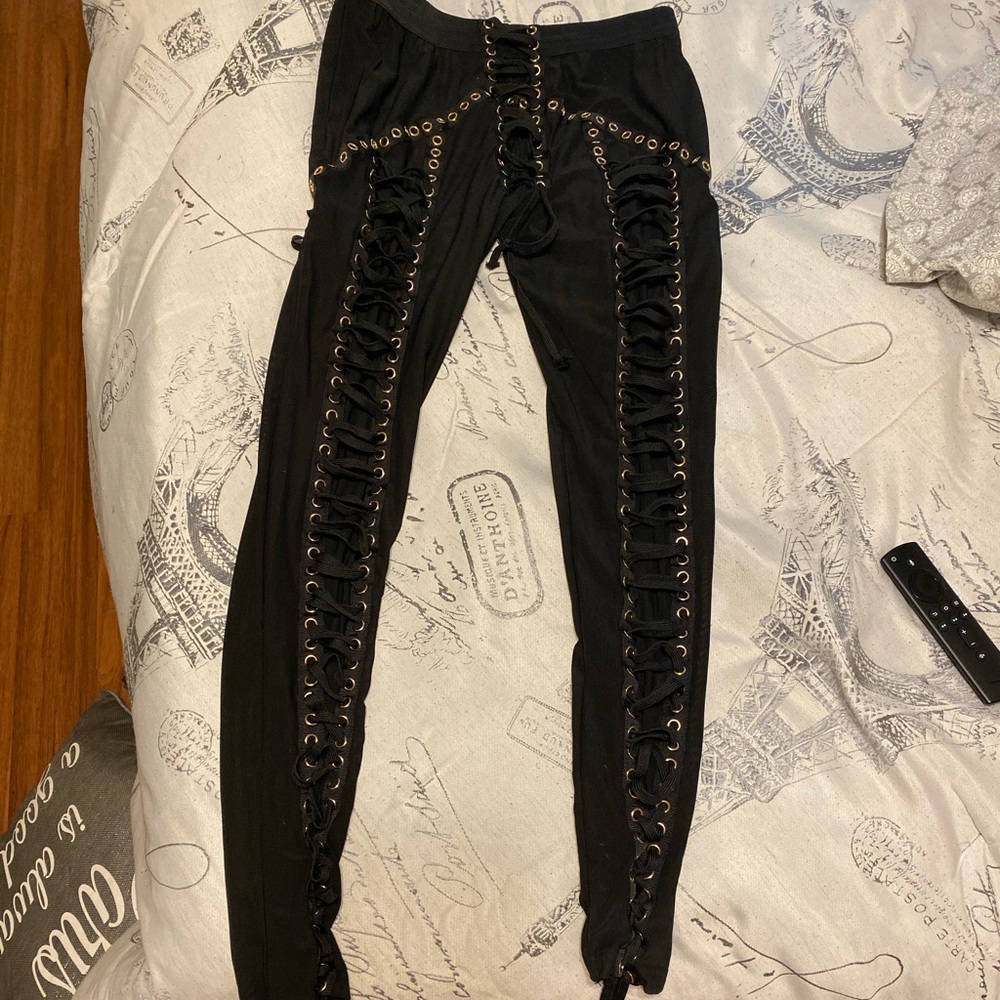 Mesh Lace Up Pants
